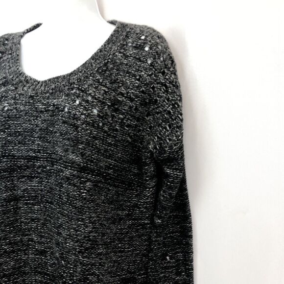 VINTAGE HAVANA Anthropologie Size M Gray Black White Knit Soma V Back Fringe - Picture 8 of 11